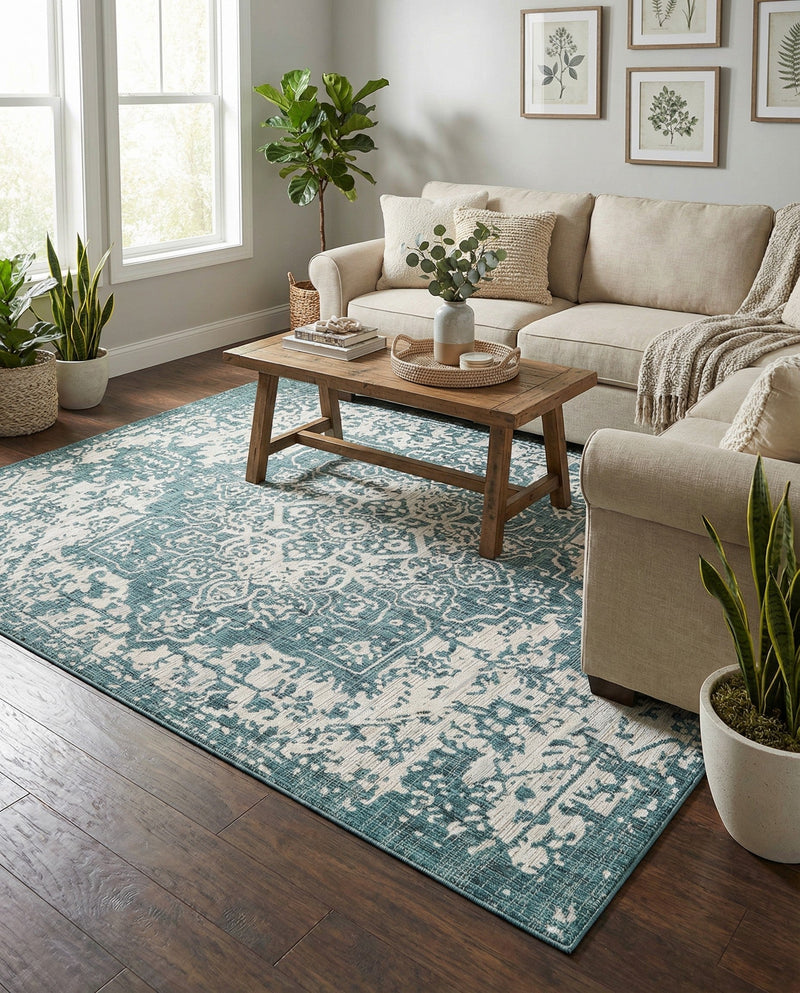 Urban Oasis Rugs Collection Area Rug -  Penthouse (Teal) Rectangle Teal  lifestyle 39