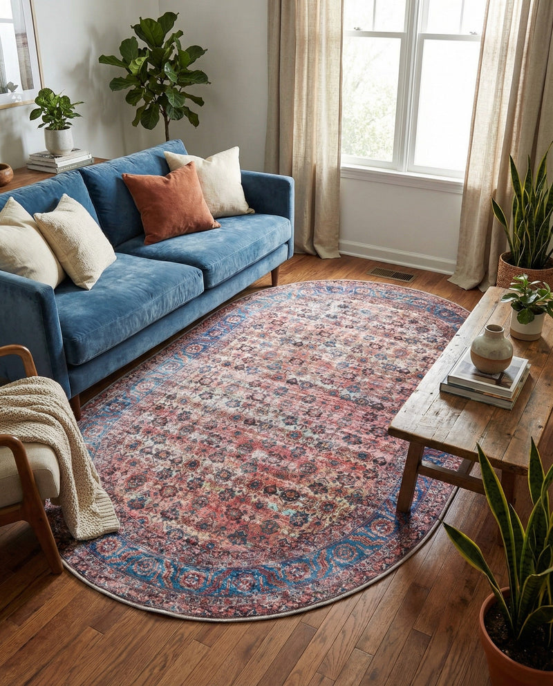 Zahara Oasis Collection Area Rug -  Meknes Oval Antique Pink  lifestyle 72