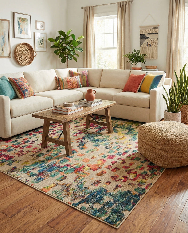 Outdoor Marrakesh Collection Area Rug -  Oujda Square Multi  lifestyle 53