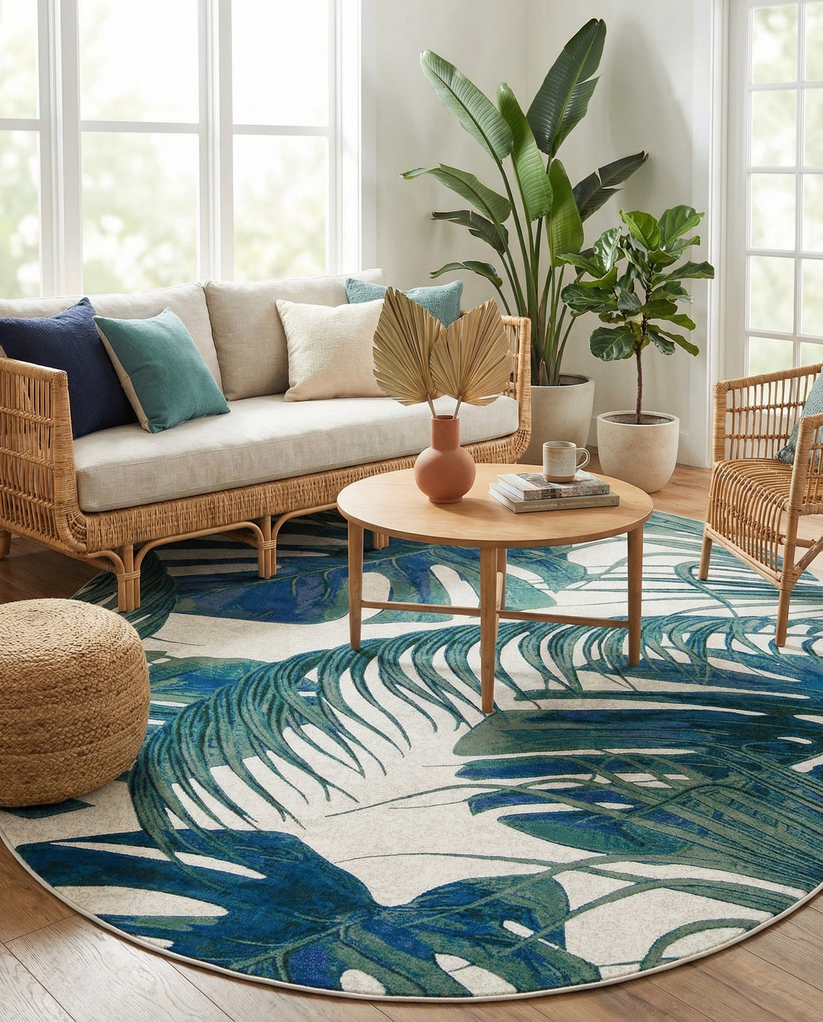 Meadow Breeze Collection Area Rug -  Clover Oval Ivory  lifestyle 130