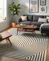 Urban Terrace Collection Area Rug -  Astoria (White and Black) Rectangle White and Black  lifestyle 5