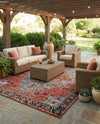 Patio Heritage Collection Area Rug -  Garden Rectangle Rust Red and Blue  lifestyle 19