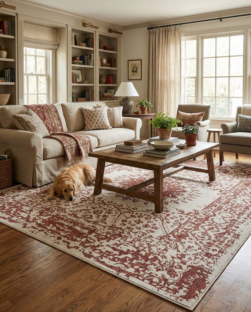 Patio Heritage Collection Area Rug -  Lafayette (Rust Red) Rectangle Rust Red  lifestyle 8