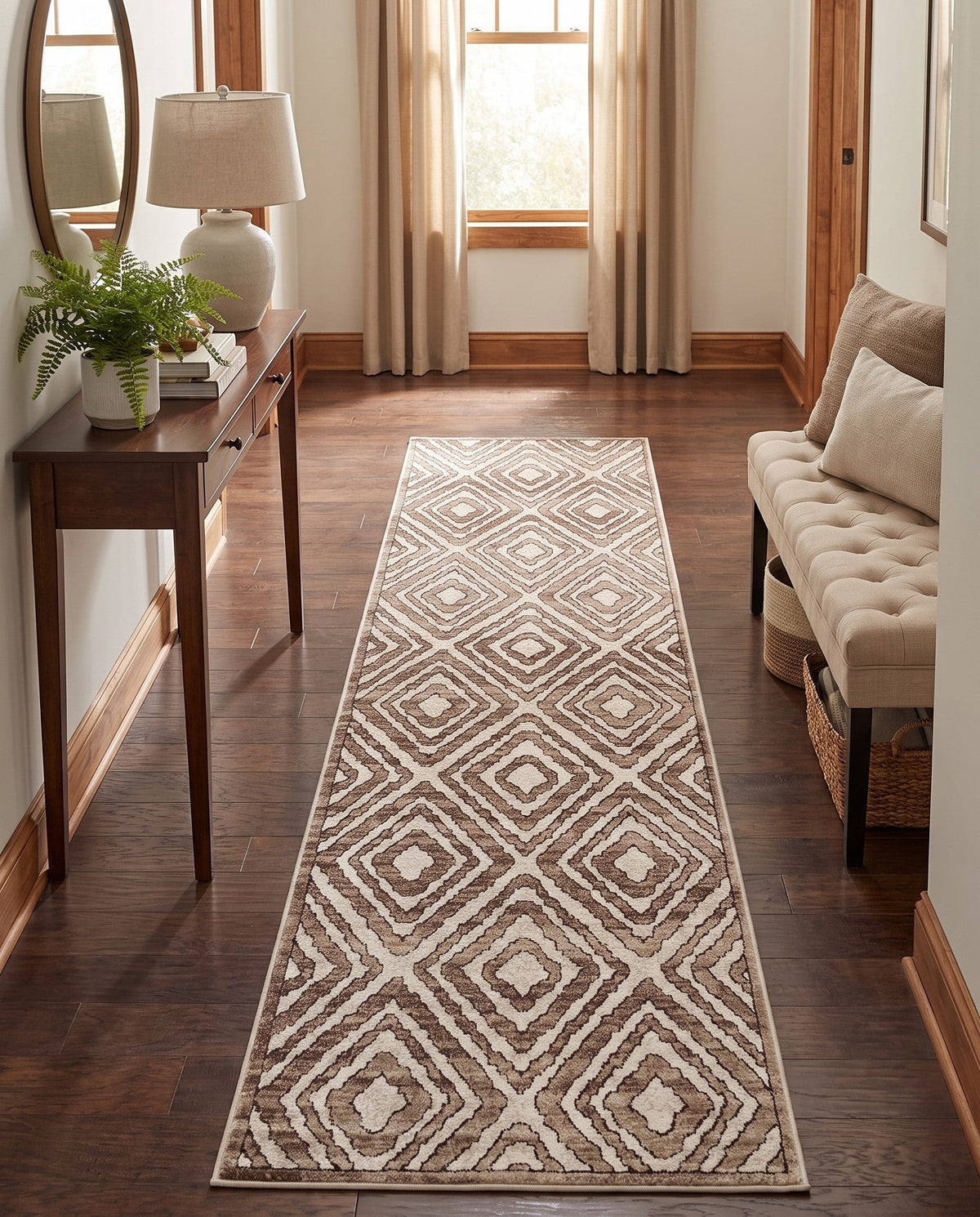 Sanctuary Retreat Collection Area Rug -  Oasis Runner Chocolate Brown  lifestyle 170