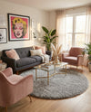 Majestic Manor Collection Area Rug - Versailles (Silver Screen) Round Silver Screen  lifestyle 37