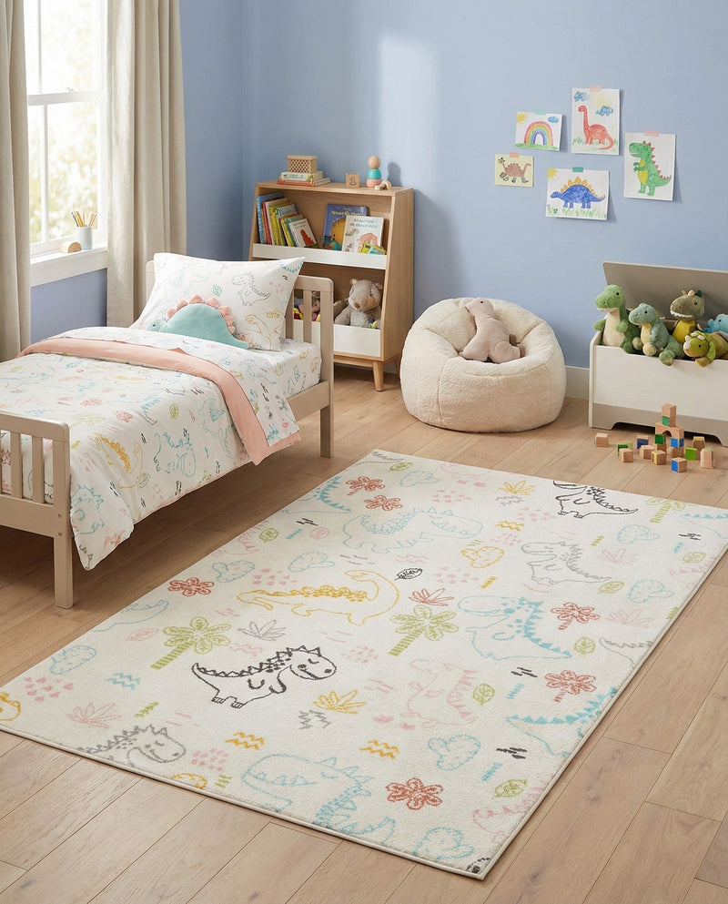 Wonder Tykes Collection Area Rug -  Abstracta Rectangle Ivory  lifestyle 12