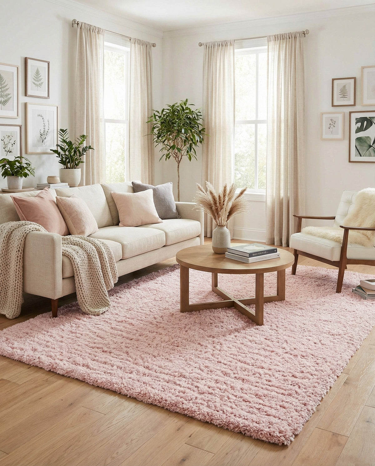 Eternal Plush Oasis Collection Area Rug -  Tranquility (Pink Lace) Rectangle Pink Lace  lifestyle 4