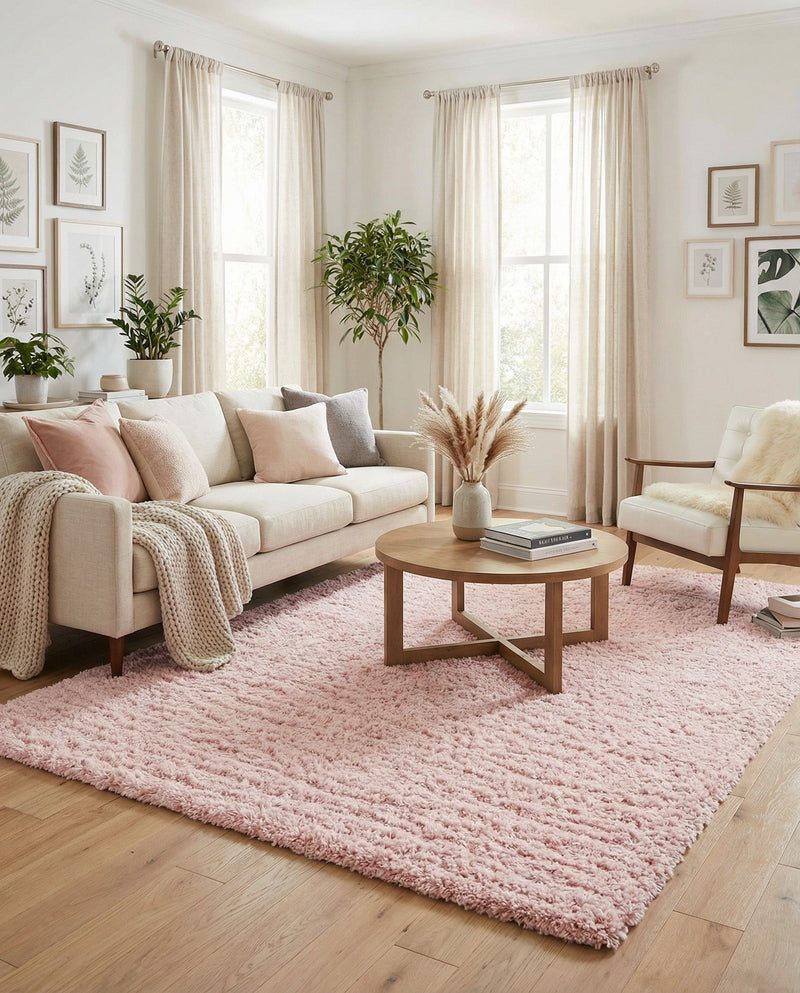 Eternal Plush Oasis Collection Area Rug -  Tranquility (Pink Lace) Rectangle Pink Lace  lifestyle 4