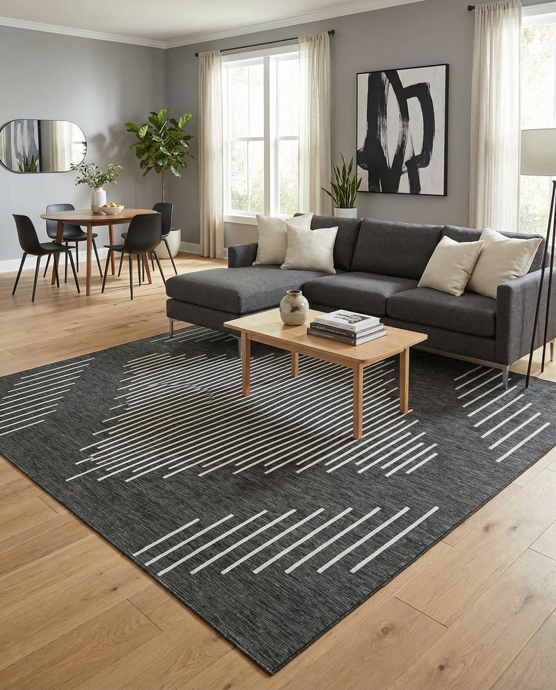 Urban Terrace Collection Area Rug -  Chelsea (Charcoal Gray) Square Charcoal Gray  lifestyle 70