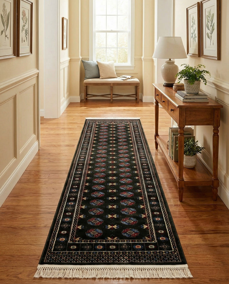 Samarkand Elegance Collection Area Rug -  Margilan (Dark Green) Runner Dark Green  lifestyle 58