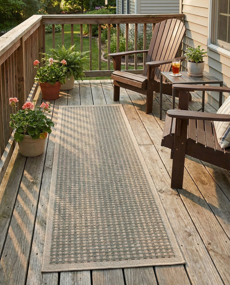 Terrace Fringe Collection Area Rug - Patio Runner Brown  lifestyle 68