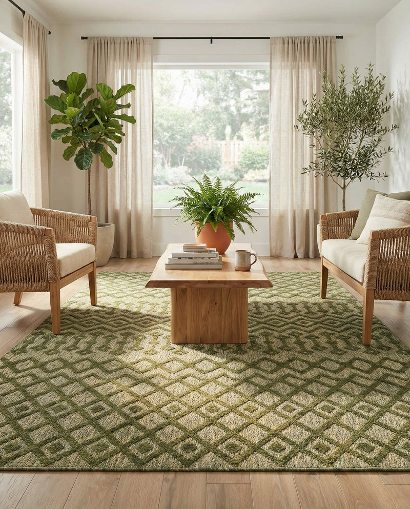 Garden Lattice Charm Collection Area Rug -  Pergola (Green) Rectangle Green  lifestyle 7
