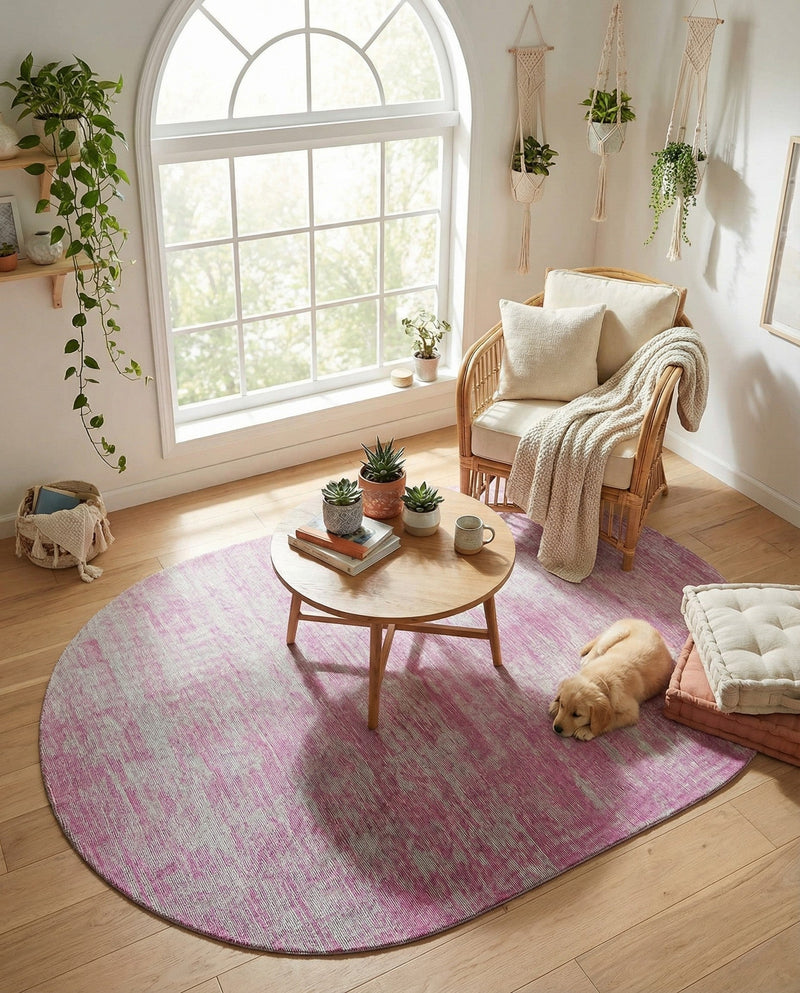 Sahara Essence Collection Area Rug - Oasis (Pink) Oval Pink  lifestyle 77