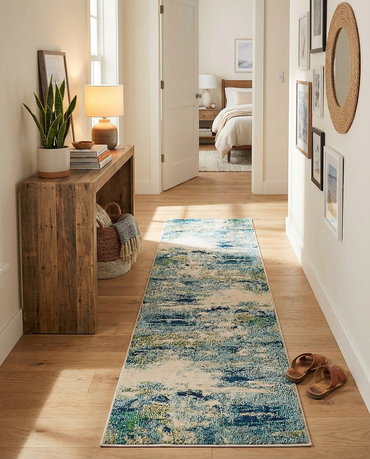 Chromatic Oasis Collection Area Rug -  Serene Runner Light Blue  lifestyle 81