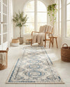 Savannah Elegance Collection Area Rug -  Tybee (Ivory Aqua) Runner Ivory Aqua  lifestyle 66