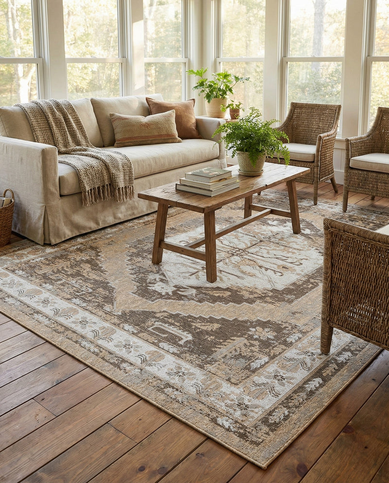 Patio Heritage Collection Area Rug -  Augusta (Natural) Rectangle Natural  lifestyle 7