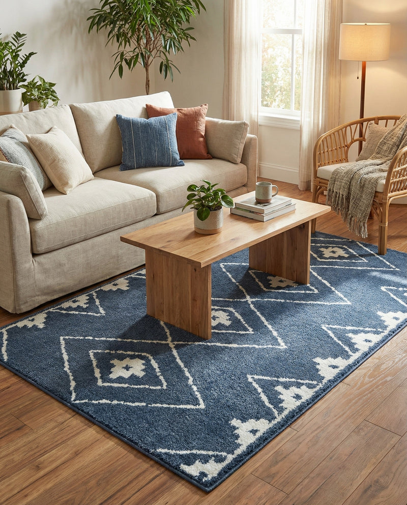 Copenhagen Edge Collection Area Rug -  Frederiksberg Rectangle Blue  lifestyle 8