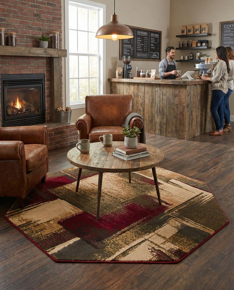 Bistro Lounge Collection Area Rug -  Doppio Octagon Multi  lifestyle 77