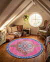 Heritage Elegance Collection Area Rug -  Winterthur (Fuchsia) Round Fuchsia  lifestyle 44