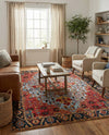 Patio Heritage Collection Area Rug -  Garden Rectangle Rust Red and Blue  lifestyle 12