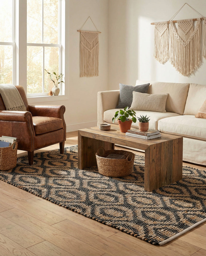 Osian Looms Collection Area Rug - Colaba Rectangle Black  lifestyle 37