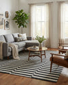 Seaside Stripes Collection Area Rug - Cabana (Charcoal) Rectangle Charcoal  lifestyle 6