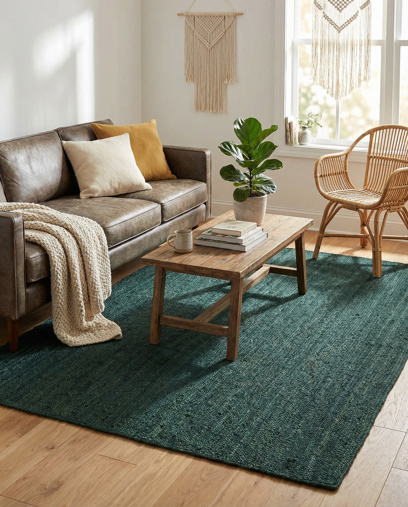 Woven Seaside Jute Collection Area Rug - Martha's Rectangle Green  lifestyle 4