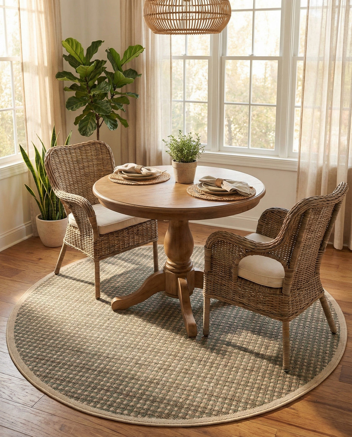 Terrace Fringe Collection Area Rug - Patio Round Brown  lifestyle 70