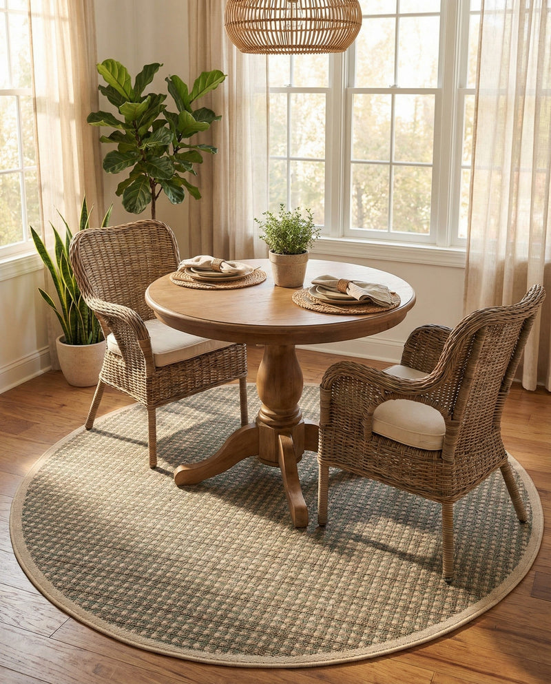 Terrace Fringe Collection Area Rug - Patio Round Brown  lifestyle 70