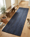 Woven Seaside Jute Collection Area Rug - Savannah (Navy Blue) Runner Navy Blue  lifestyle 48