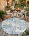 Urban Terrace Collection Area Rug -  Vertex Round Blue and Ivory  lifestyle 76