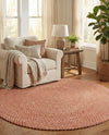 Highland Woven Jute Collection Area Rug - Glenmore (Rust Red) Round Rust Red  lifestyle 37