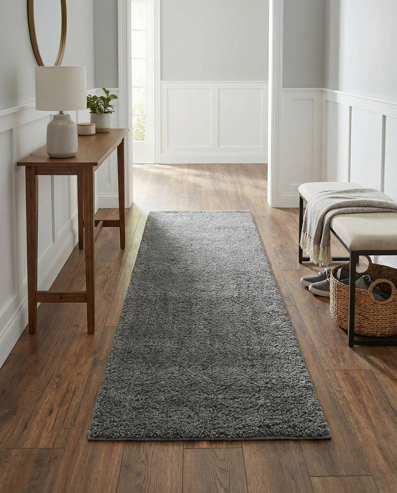Solid Shag Seaside Collection Area Rug - Azure Cove (Gray) Runner Gray  lifestyle 74