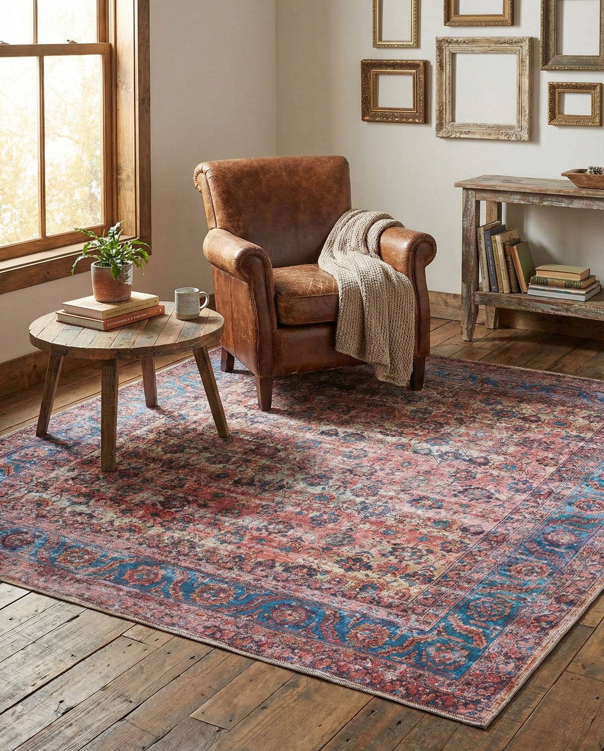 Zahara Oasis Collection Area Rug -  Meknes Square Antique Pink  lifestyle 76