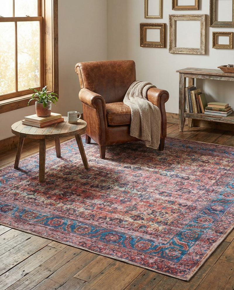 Zahara Oasis Collection Area Rug -  Meknes Square Antique Pink  lifestyle 76