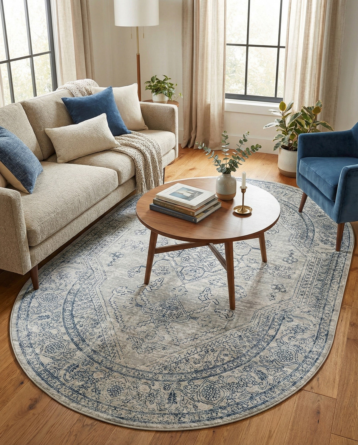 Coastal Haven Collection Area Rug -  Marina Oval Gray  lifestyle 152