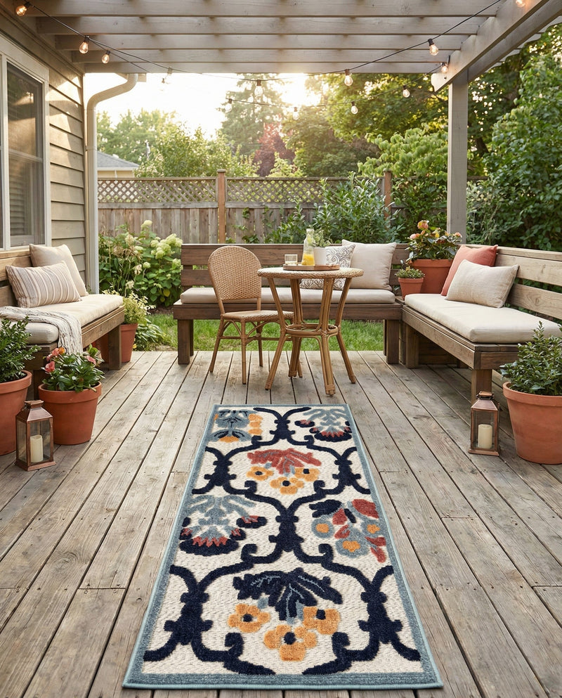 Caribbean Terrace Collection Area Rug -  Dominica Runner Ivory  lifestyle 54