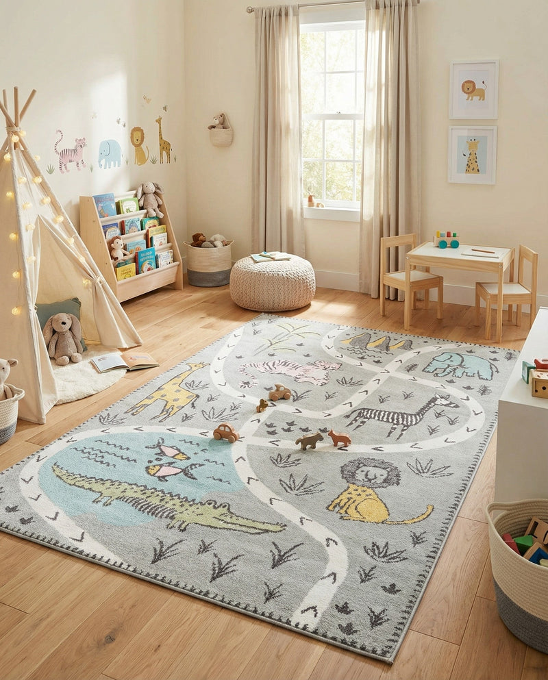 Wonder Tykes Collection Area Rug -  Enigma Rectangle Gray  lifestyle 17