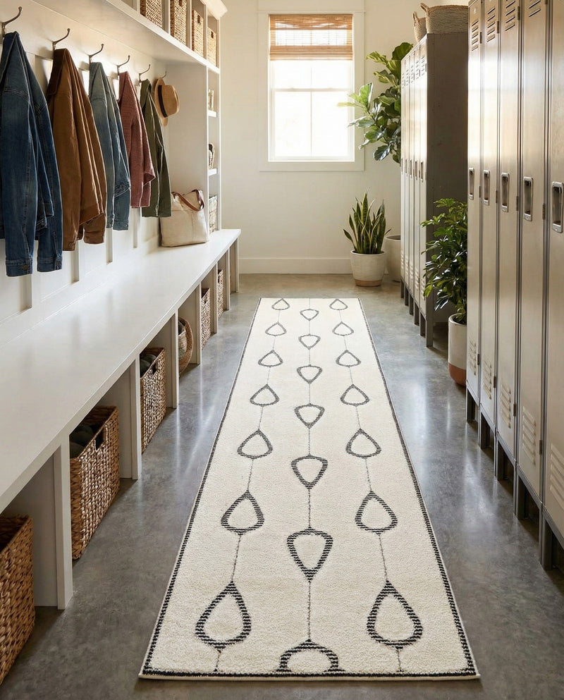 Monochrome Collection Area Rug -  Marble Runner Ivory White  lifestyle 80