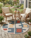 Coastal Terrace Collection Area Rug -  Sail Round Ivory and Blue  lifestyle 49