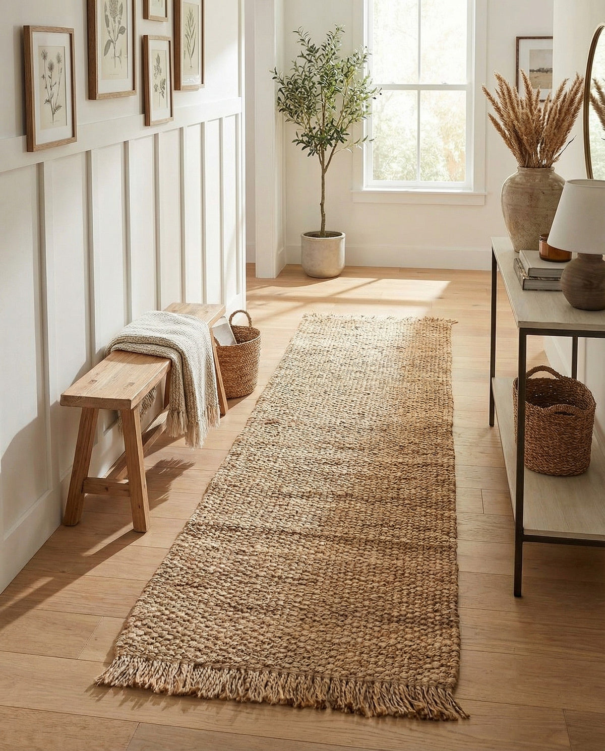 Savannah Jute Collection Area Rug - Seashore Runner Natural  lifestyle 157