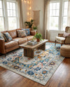 Parisian Elegance Collection Area Rug - Versailles (Teal) Rectangle Teal  lifestyle 3
