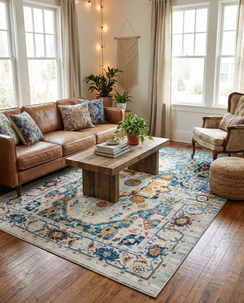 Parisian Elegance Collection Area Rug - Versailles (Teal) Rectangle Teal  lifestyle 3