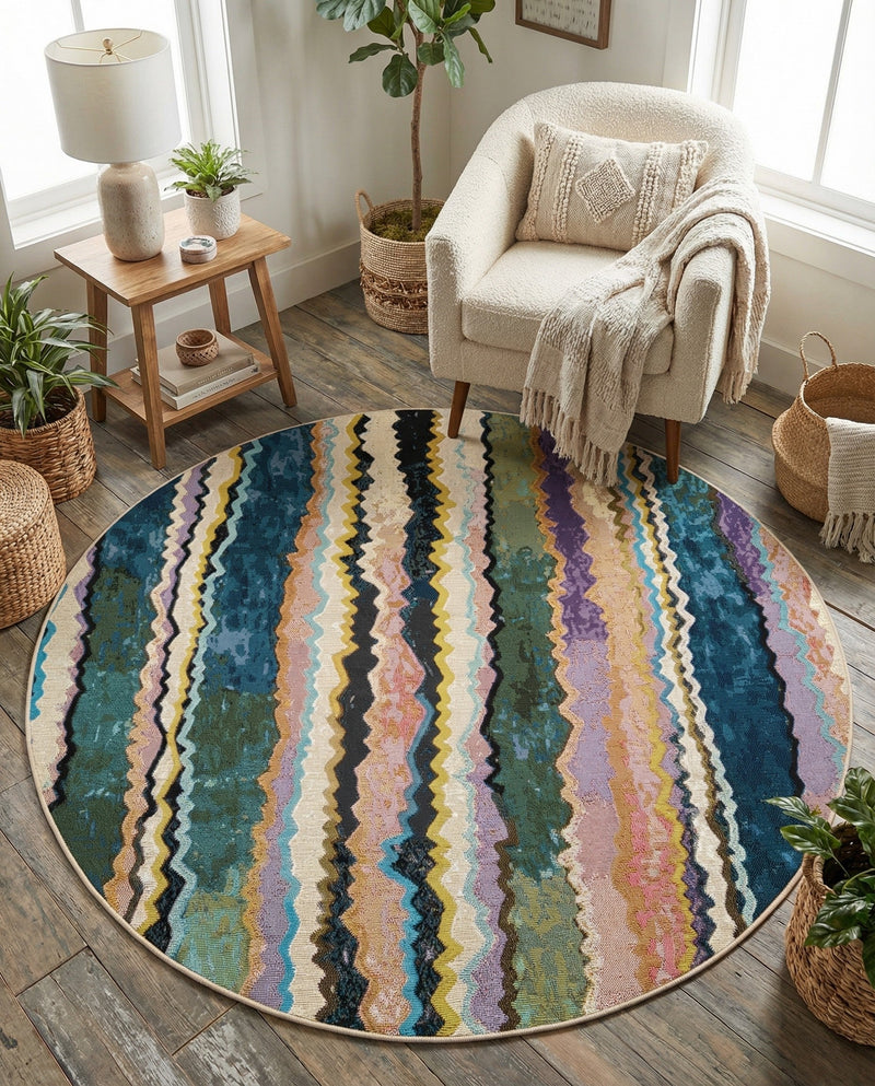 Urban Terrace Collection Area Rug -  Capri Round Multi  lifestyle 52
