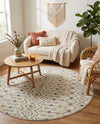 Mediterranean Lattice Collection Area Rug - Santorini (Ivory and Gray) Round Ivory and Gray  lifestyle 66
