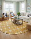 Seaside Haven Rugs Collection Area Rug - Sapphire (Yellow) Round Yellow  lifestyle 66