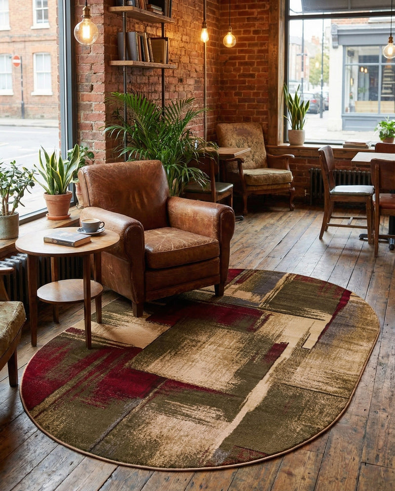 Bistro Lounge Collection Area Rug -  Doppio Oval Multi  lifestyle 80