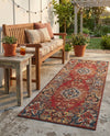Patio Heritage Collection Area Rug -  Terrace Runner Antique Red  lifestyle 79