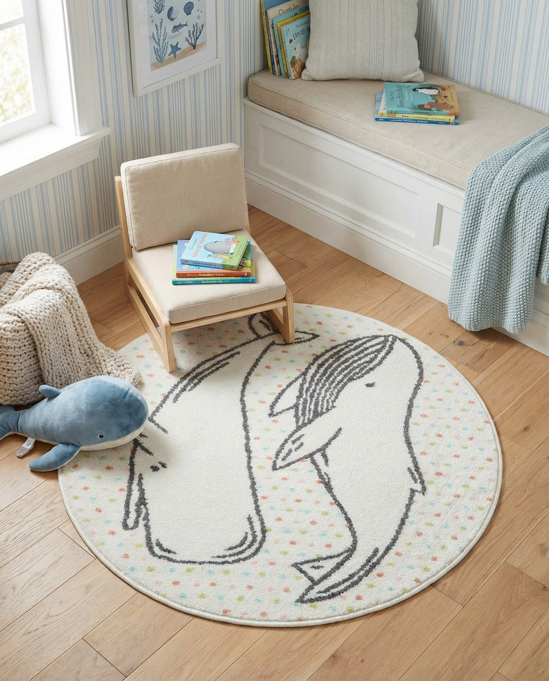 Wonder Tykes Collection Area Rug -  Patchwork Round Gray  lifestyle 3