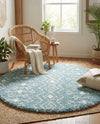 Berber Lattice Shag Collection Area Rug - Atlas (Light Blue) Round Light Blue  lifestyle 56